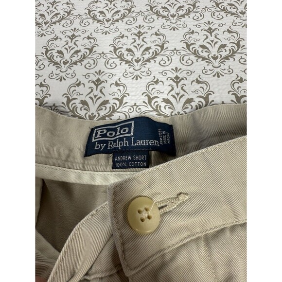 Vintage Polo Ralph Lauren Andrew Shorts Men's‎ 40 Chino Pleated Beige Preppy - Picture 2 of 7